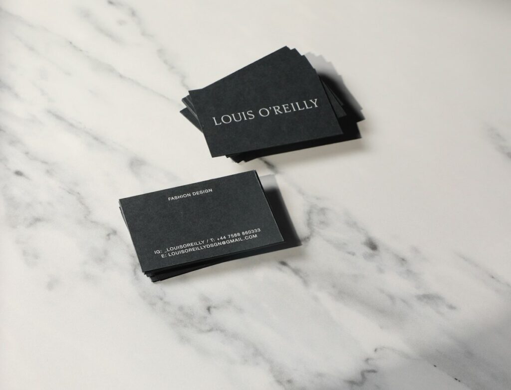 Business cards on a table